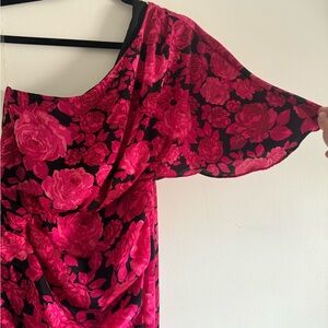 Talulah Floral One Shoulder Roses Midi Dress Size Small